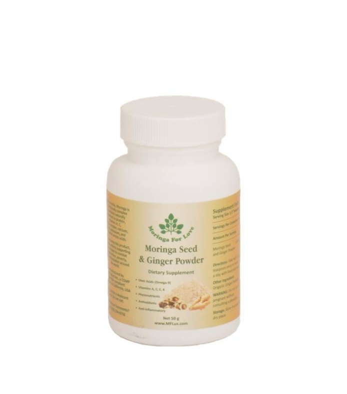 Organic Moringa Seed and Ginger Powder, 1000 MG, 50g